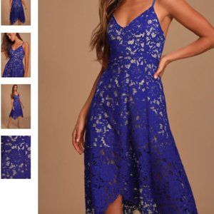 One Wish Royal Blue Lace Midi Dress